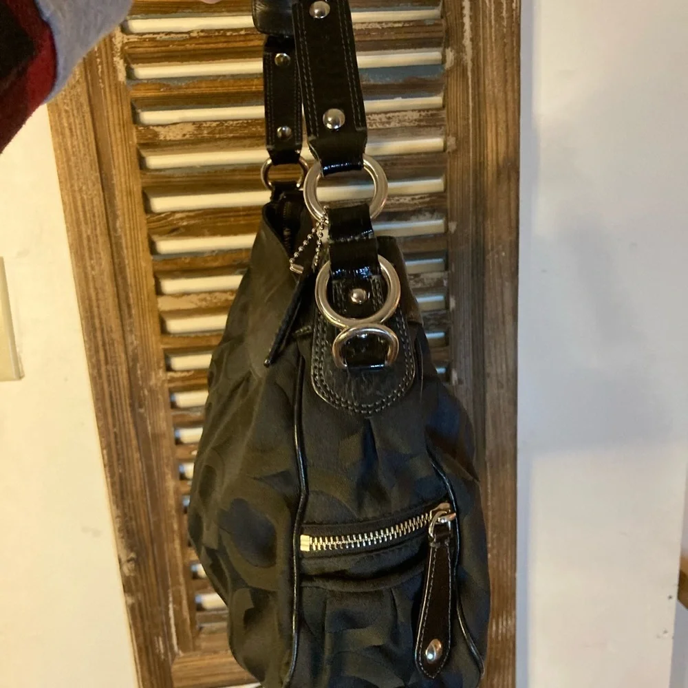 COACH 13252 Madison Parchment OP Satchel SHOULDERBAG tote black - Picture 4 of 10